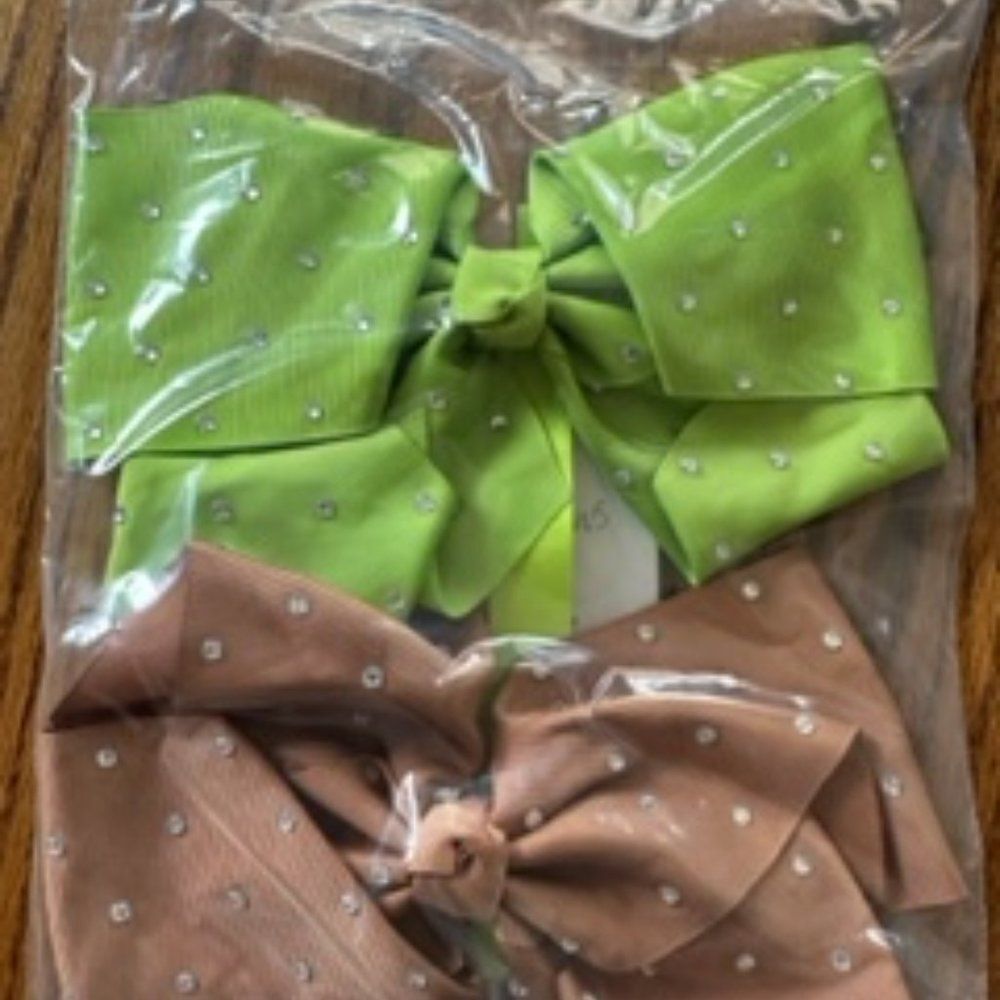 Bundle of (2) 8" Rhinestone Bows - B8152  Handmade NWT Boutique